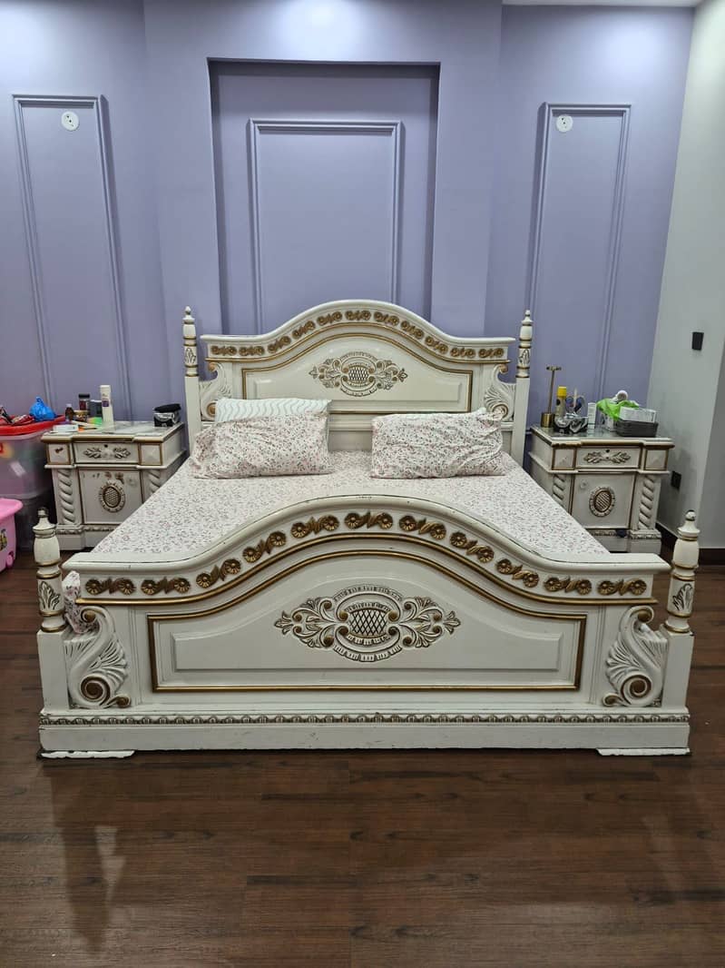 King size bed solid wood bedset 0