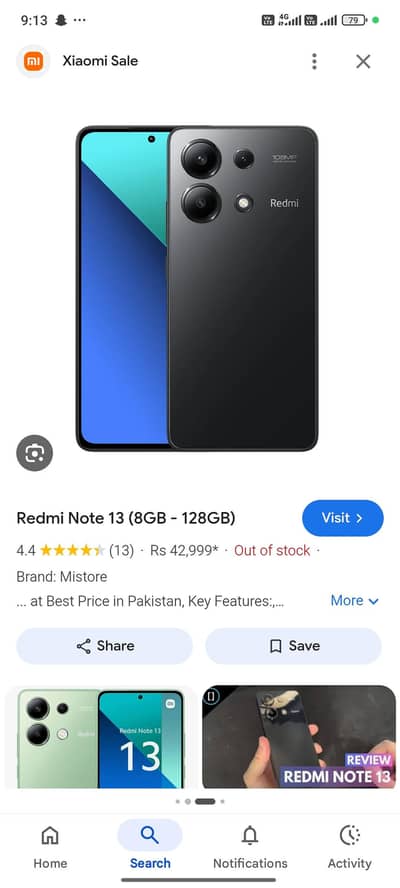 Xiaomi Redmi Note 13 with complete box 8/256.109. 5 condition