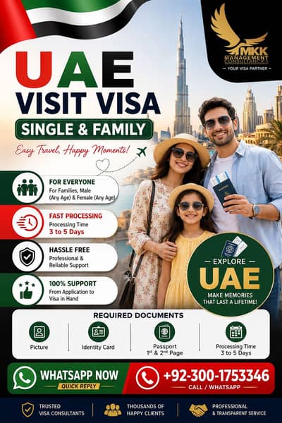 UAE  Visit Visa (60 Days) for Family and Single Persons