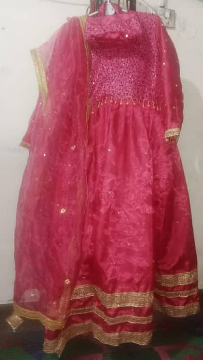 Brand New pink  Embroidered Maxi With Dupatta