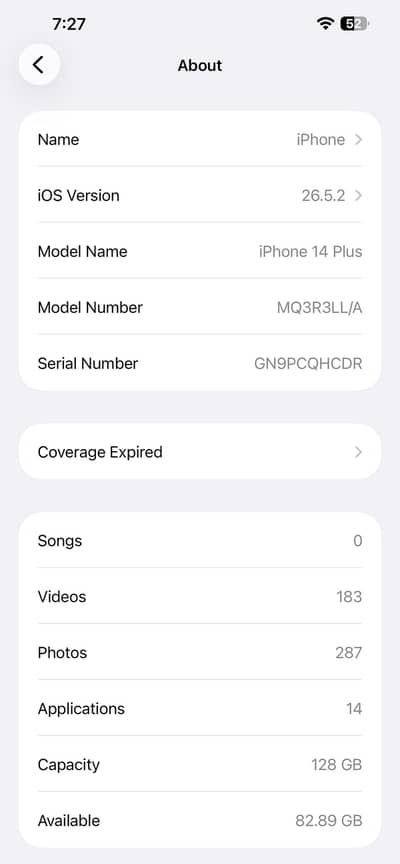 Apple iPhone 14 plus jv 128 waterpack mobile no open no repair all ori