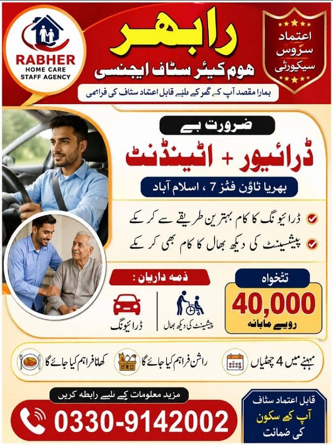 رائیبر ہوم کیئر سٹاف ایجنسی کو ایک ڈرائیور + پیشنٹ اٹینڈنٹ 0