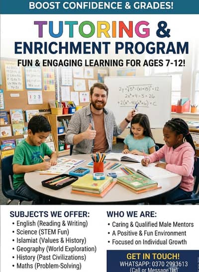 Tutoring kids (7-12 ) education made fun and easy to understand