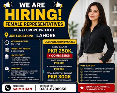 Female Customer Support Representative – Lahore