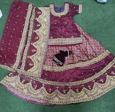 Elegant Maroon Embroidered Lehenga Set