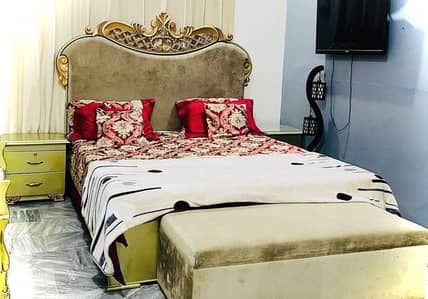 King size bed with dressing and side tables, back Poshish