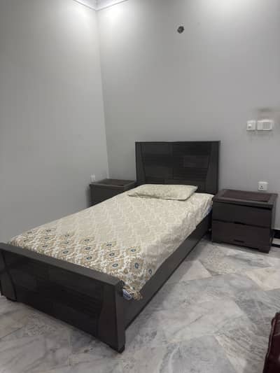 Single Bed with two Side tables and matress