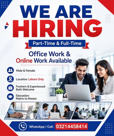 WE HIRING MALE AND FEMALES STAFF FOR OFFICE WORK