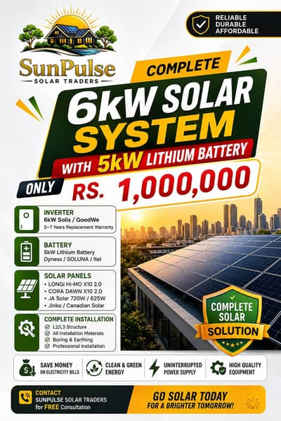 6KW Solar System with 5KW Lithium Battery | Complete Solar Setup