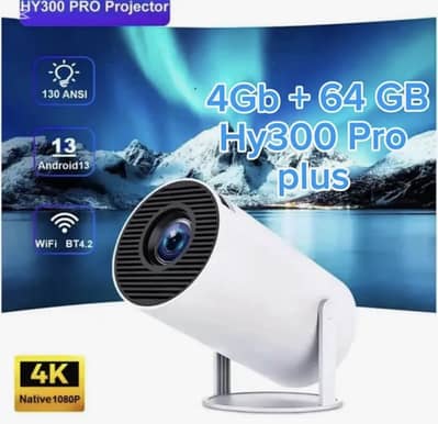 Hy300 Pro Plus projector | 1080 supported | 30000 Hours play| Android