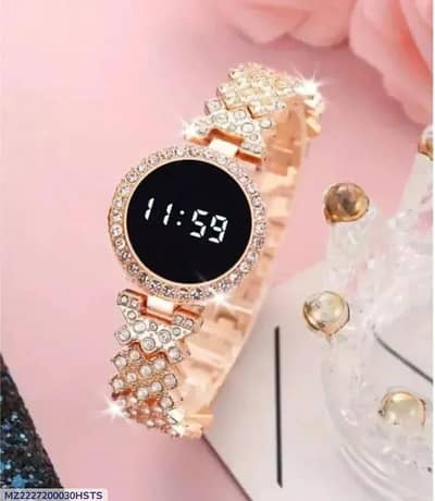 Luxury Digital Watch with Crystal Accents for Women