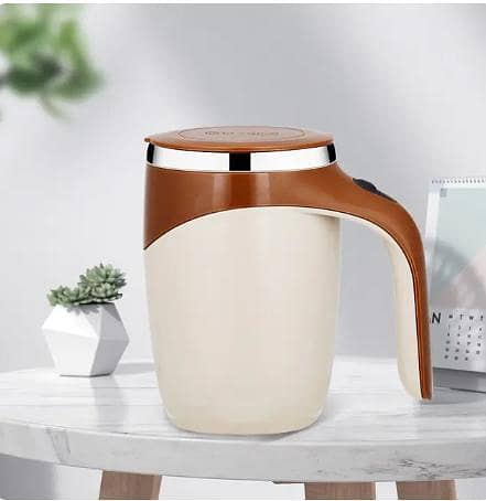 Rechargeable Stainless Steel Self-Stirring Mug with Electric Spin Mechanism - Portable Automatic Mixing Cup for Coffee and More
