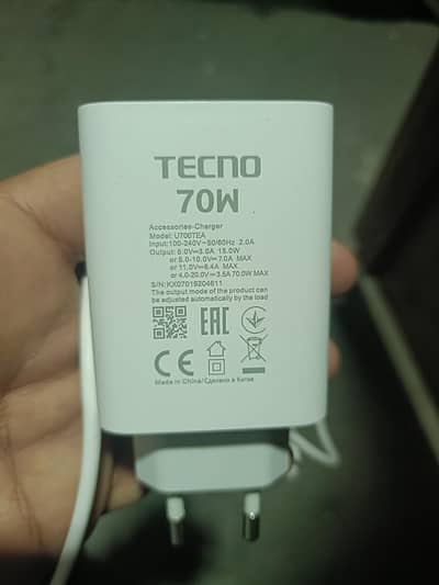 Tecno camon 30 ka original charger 70w