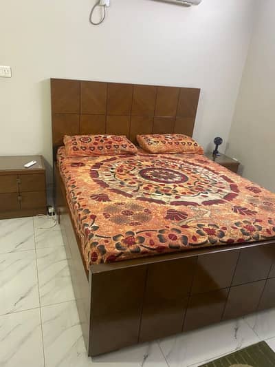 Stylish Bed Set + Mattress + 2 Side Tables  along with cupboards