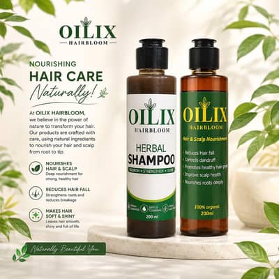 Oilix hair oil and shampoo
