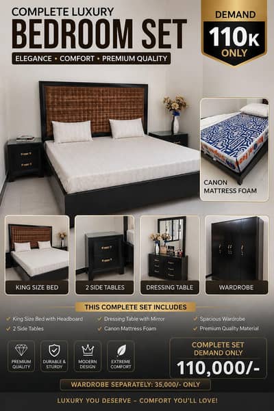 Bed set - king size bed - Complete bedroom set