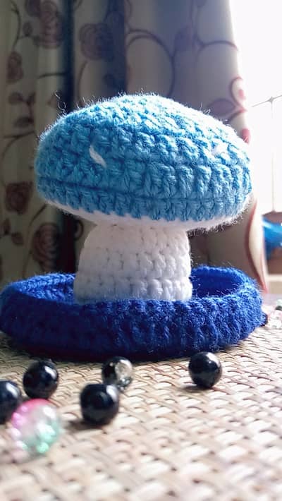 Aesthetic Handmade Crochet Mushroom Trinket Tray & Decor