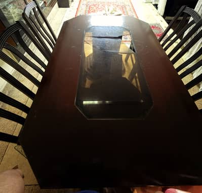 Wooden Dining Table with 6 Chairs