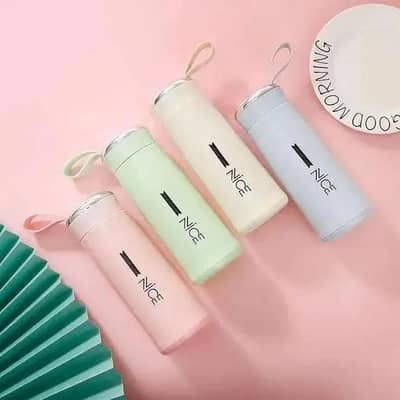Premium Transparent Multicolour Glass Water bottle-1 Pcs