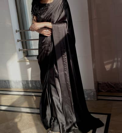 Silk saree with net katdana blouse