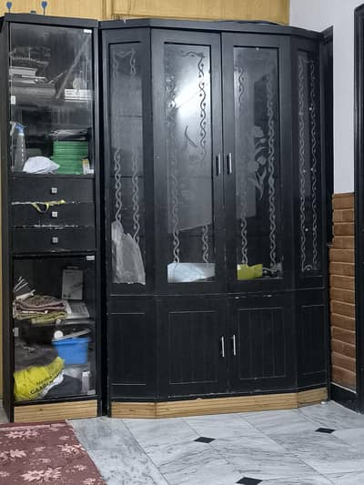 Divider wood and glass black