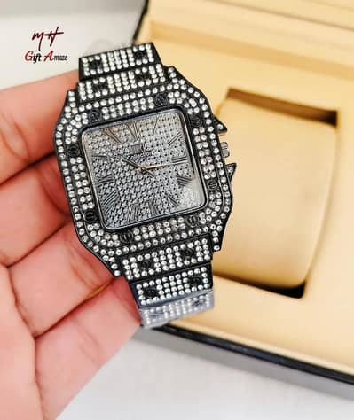 luxury Rhinestone Gold Watch fro Women Men