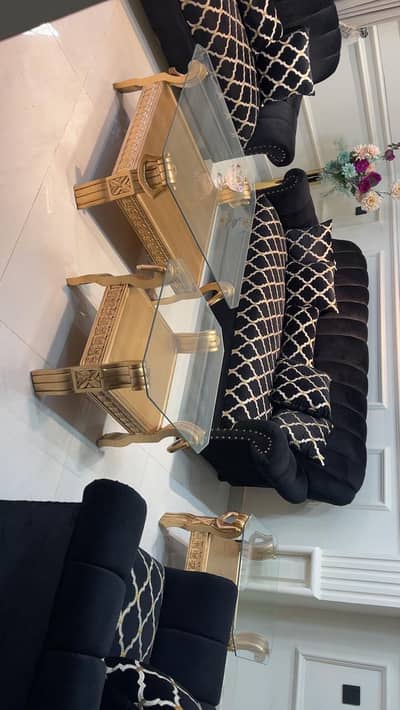 3 Piece Premium Wooden Tables with 10mm Glass – Excellent Condition