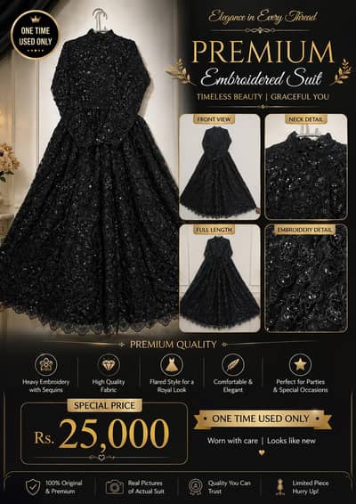 Midnight black premium Embroider Maxi