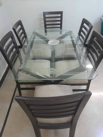 6 Seater Dining With Glass Top
