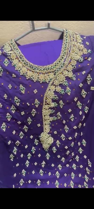 embroidered palazzo with shirt and heavy work 3 piece suit in purple