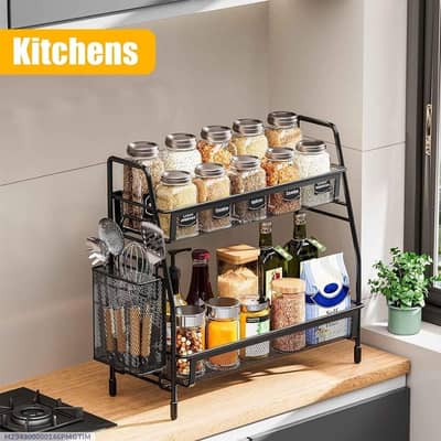 2-Tier Kitchen Storage Rack with Spice.