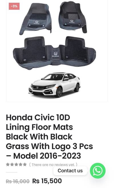Honda Civic 10 D Flour Mats