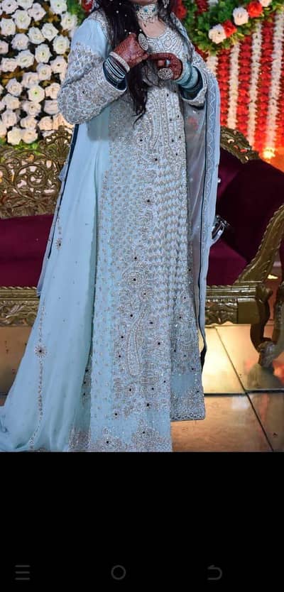Beautiful Sky Blue Heavy Embroidered Eastern Dress – 1 Time Worn