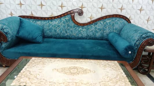 Dewan + wood table + 2 side table wood
