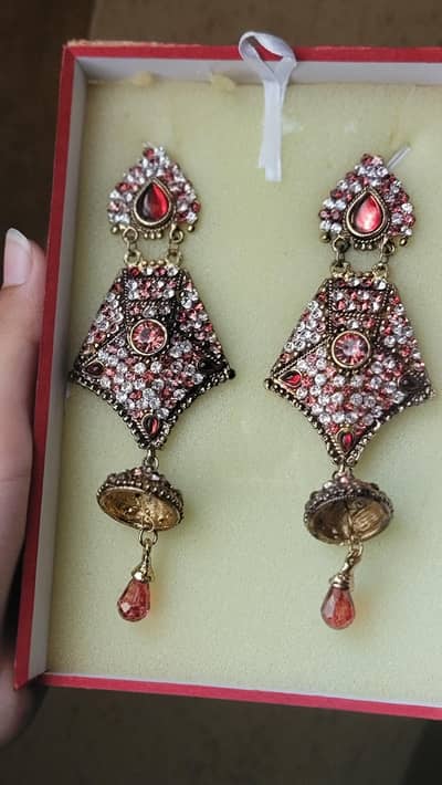 party wear heavy earrings jhumka style long earrings