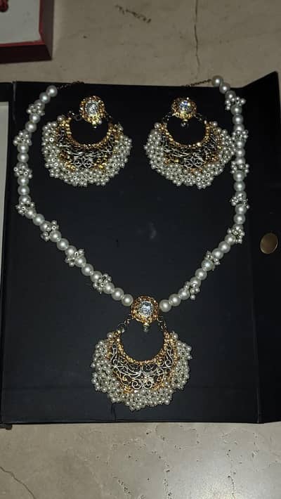 Premium Pearl chandbali jewelry set 