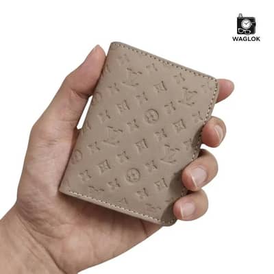 Designer Monogram Leather Wallet- Biege
