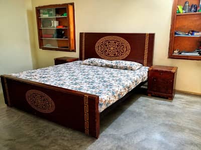  Wooden Bed Set | 2 Side Tables+ Durafoam Mattress|