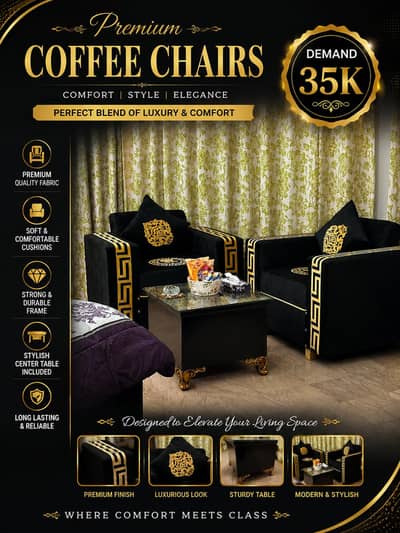 Luxury Bedroom Chairs / Coffee Chairs with Centre Table