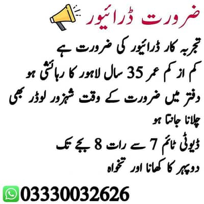 Driver Required for home & Office Duty