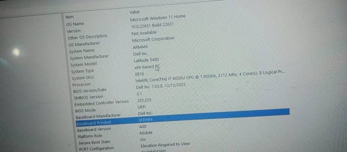 Dell Core i7/8 Gen 16GB DDR4 RAM /128 GB SSD