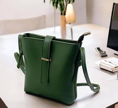 green pu shoulder bag for women