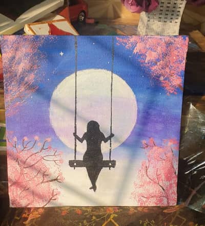 alone girl painting