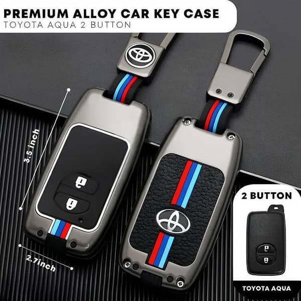 Toyota Aqua 2 Button Metal Remote Key Cover Premium Quality