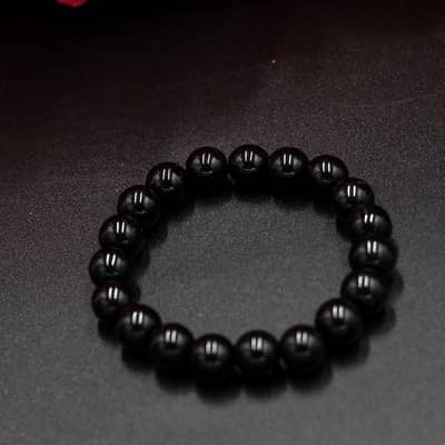 Black Beads Bracelet Men - Luxury Black Crystal Stone Wristband Hand B