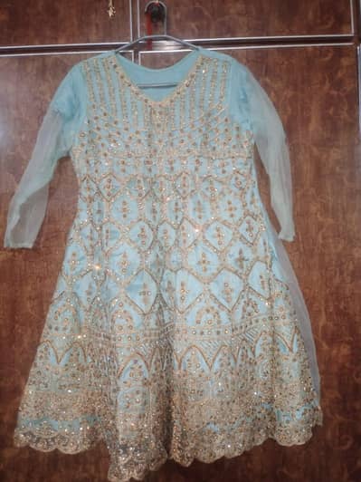 Elegant Mint Green & Gold Sequined Maxi / Frock