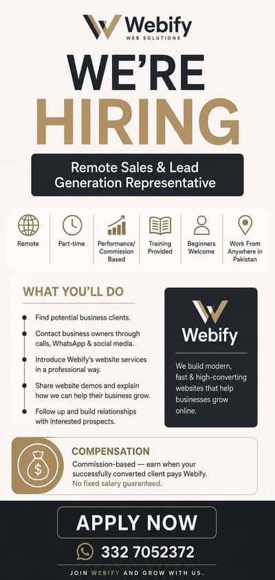 Remote Sales & Lead Generation Representative | Webify