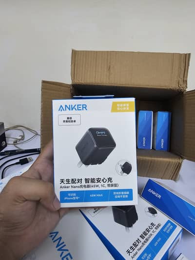 Original Anker 20w,30w,45w,47w and 100w adapter and cables. BOXPACK