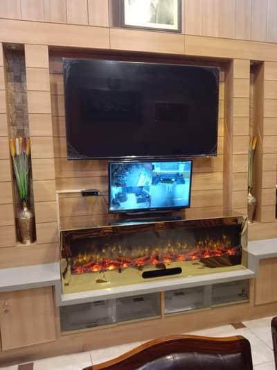 flaming fire place.