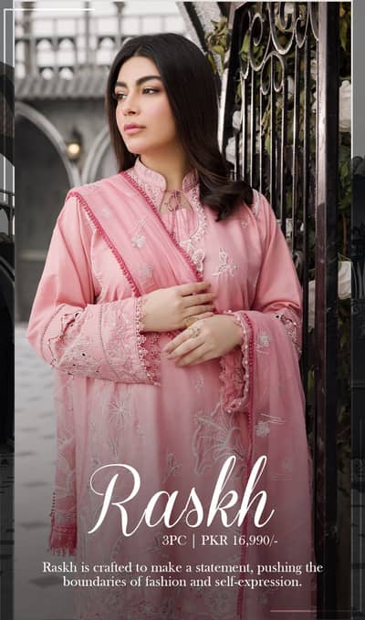 Embroidered embellished lawn 3pc dress